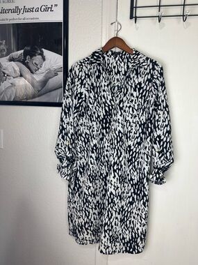 The Limited Black and White Abstract Shirt Dress